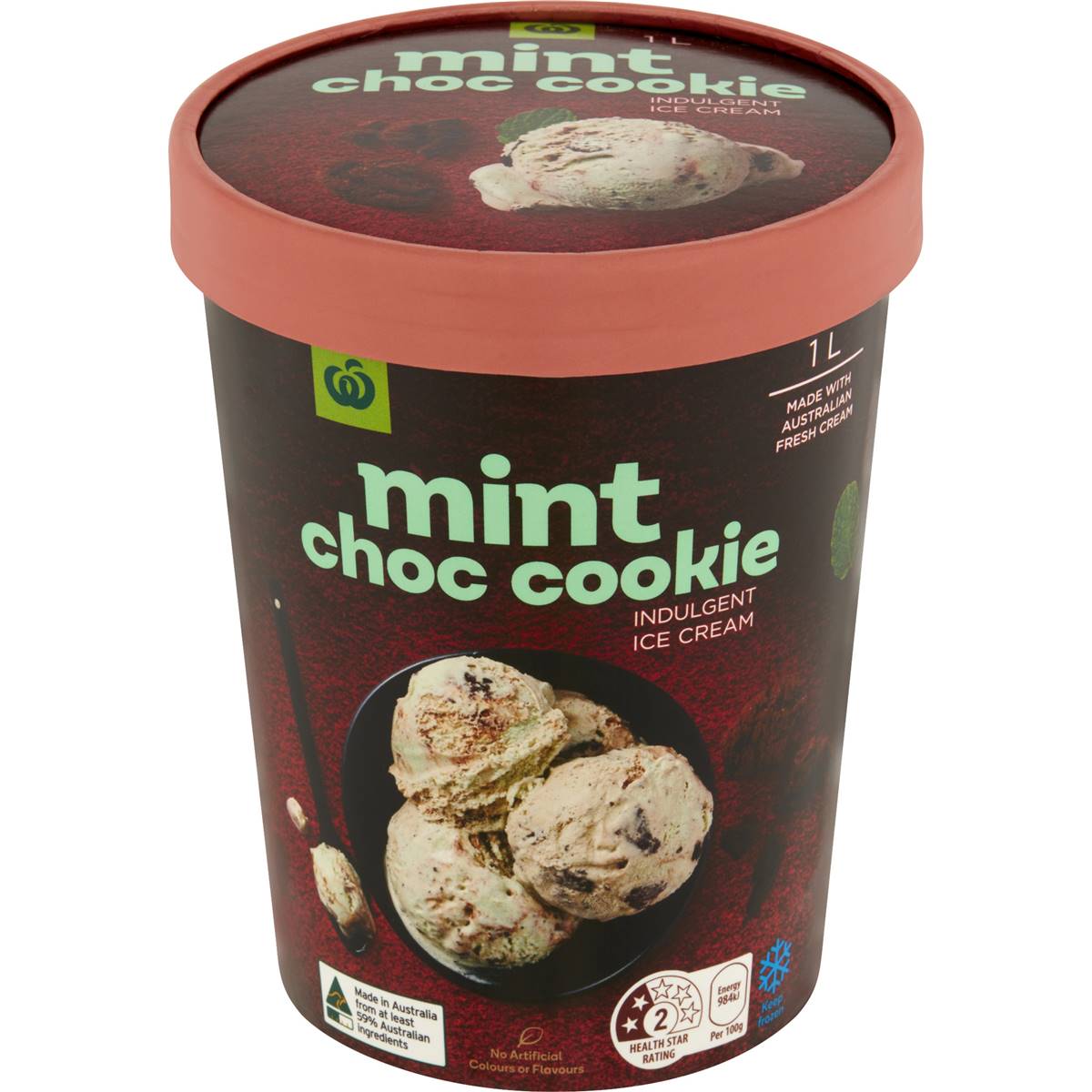 Calories In Woolworths Mint Choc Chip Cookie Ice Cream Tub Calcount