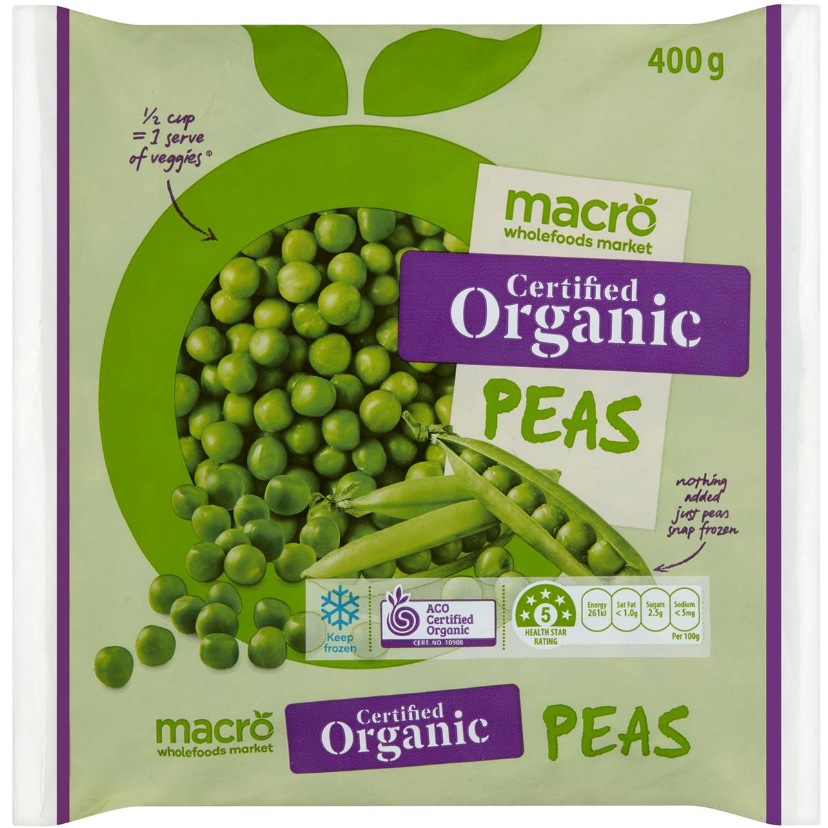 Macro Organic Frozen Peas G Woolworths