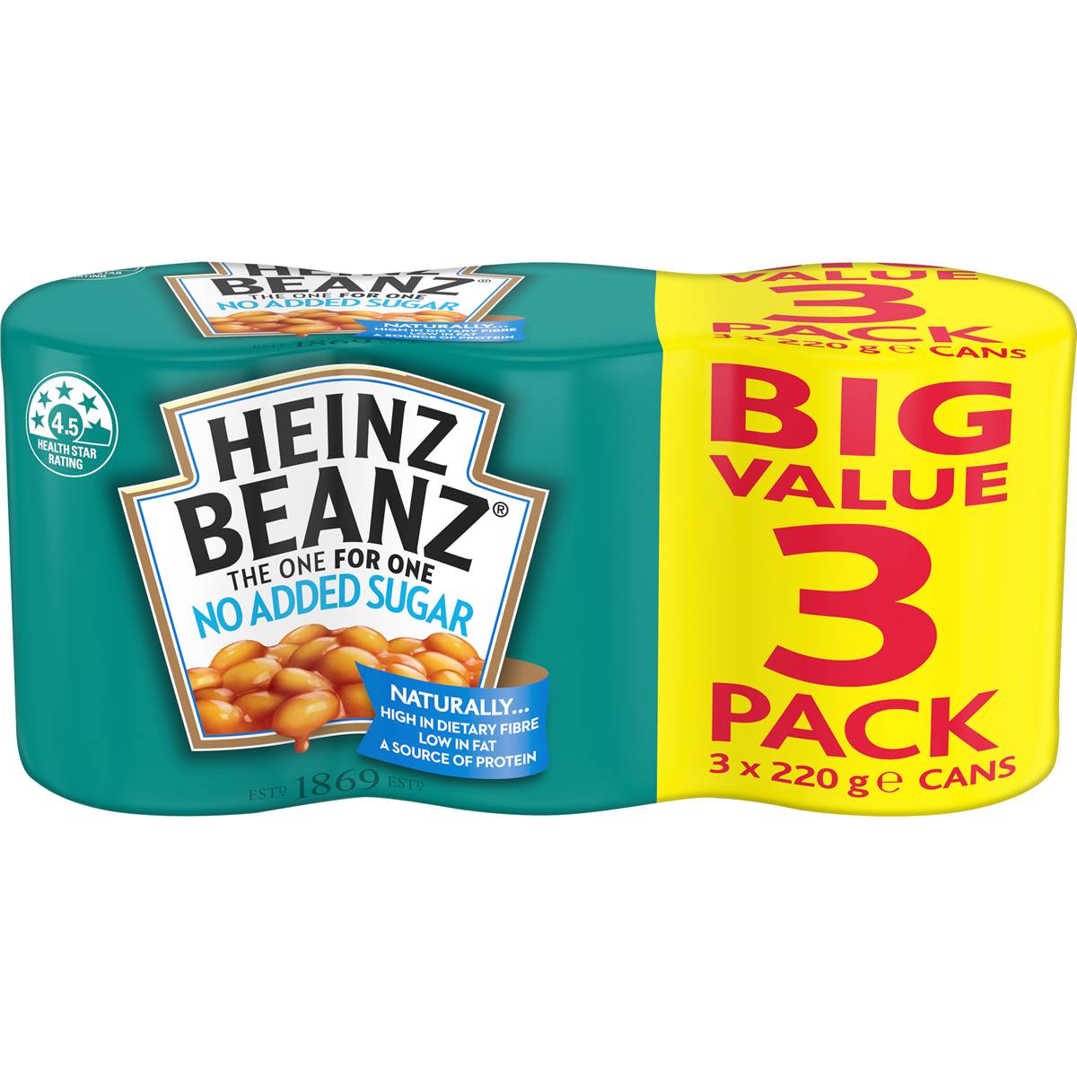 Calories in Heinz Beanz Baked Beans No Added Sugar Multipack calcount