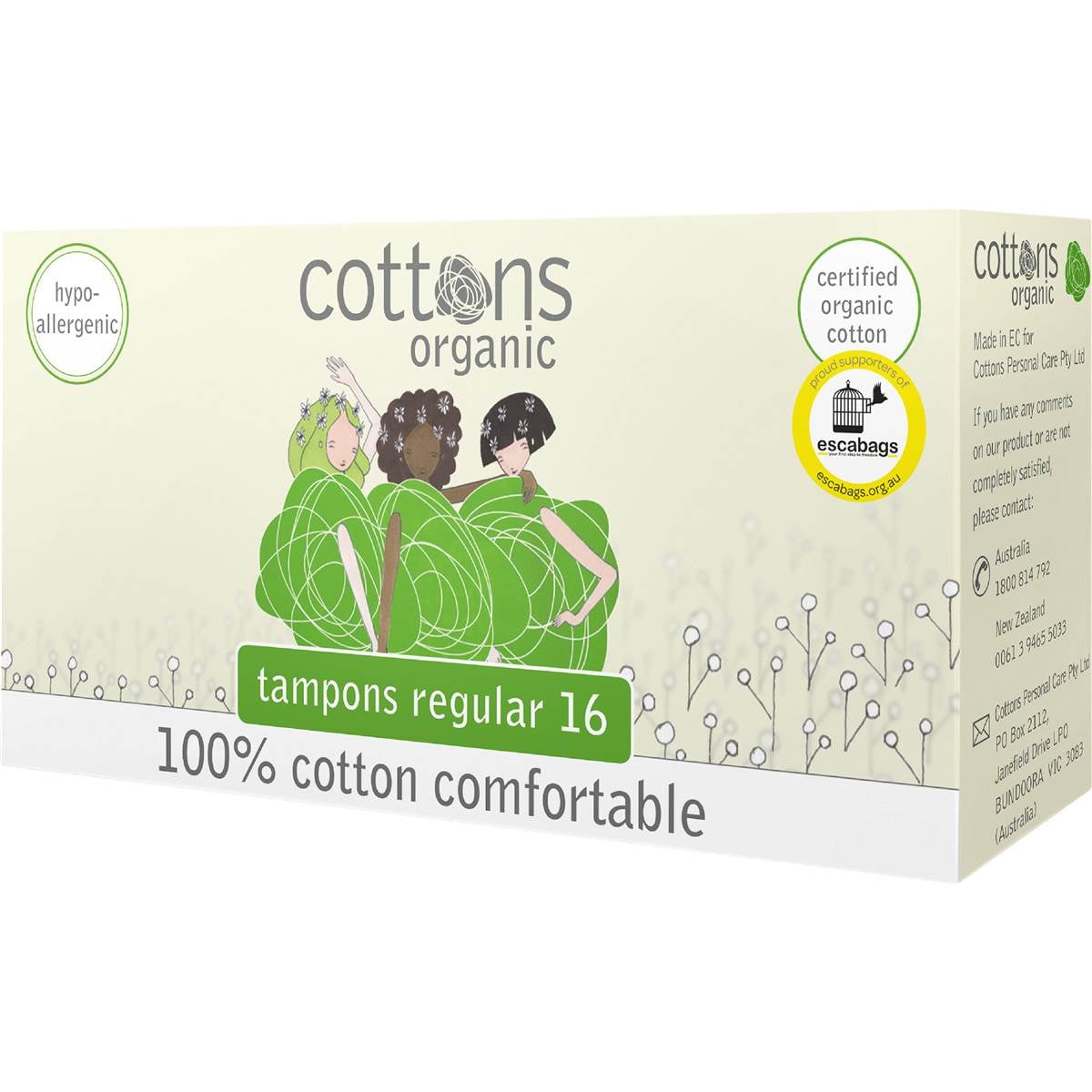 Cottons Organic Tampons Regular 16 pack
