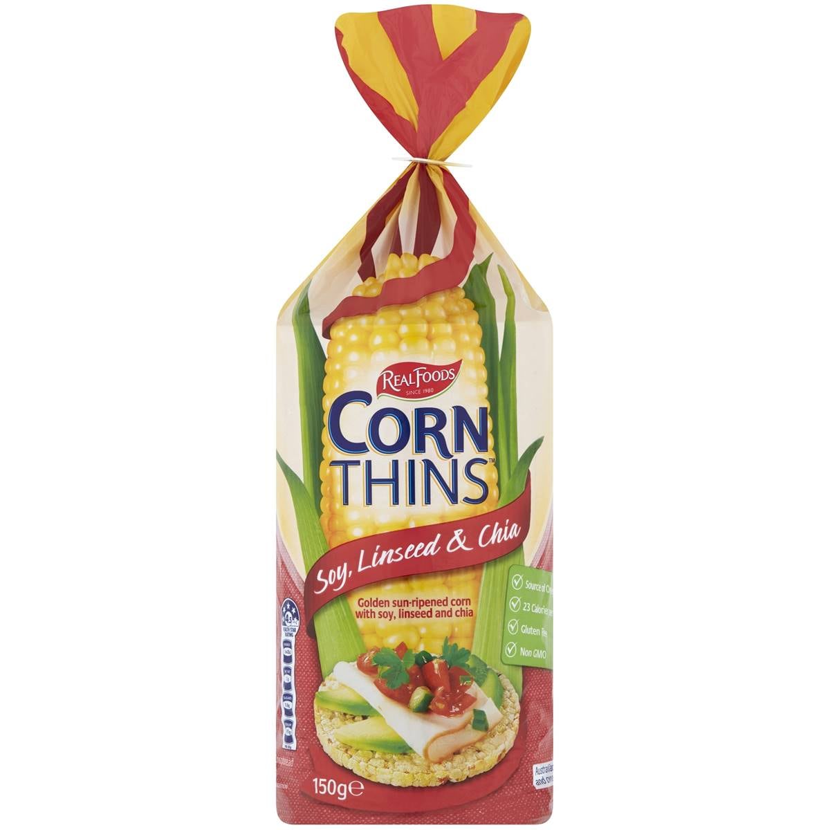 Calories in Real Foods Corn Thins Soy And Linseed calcount