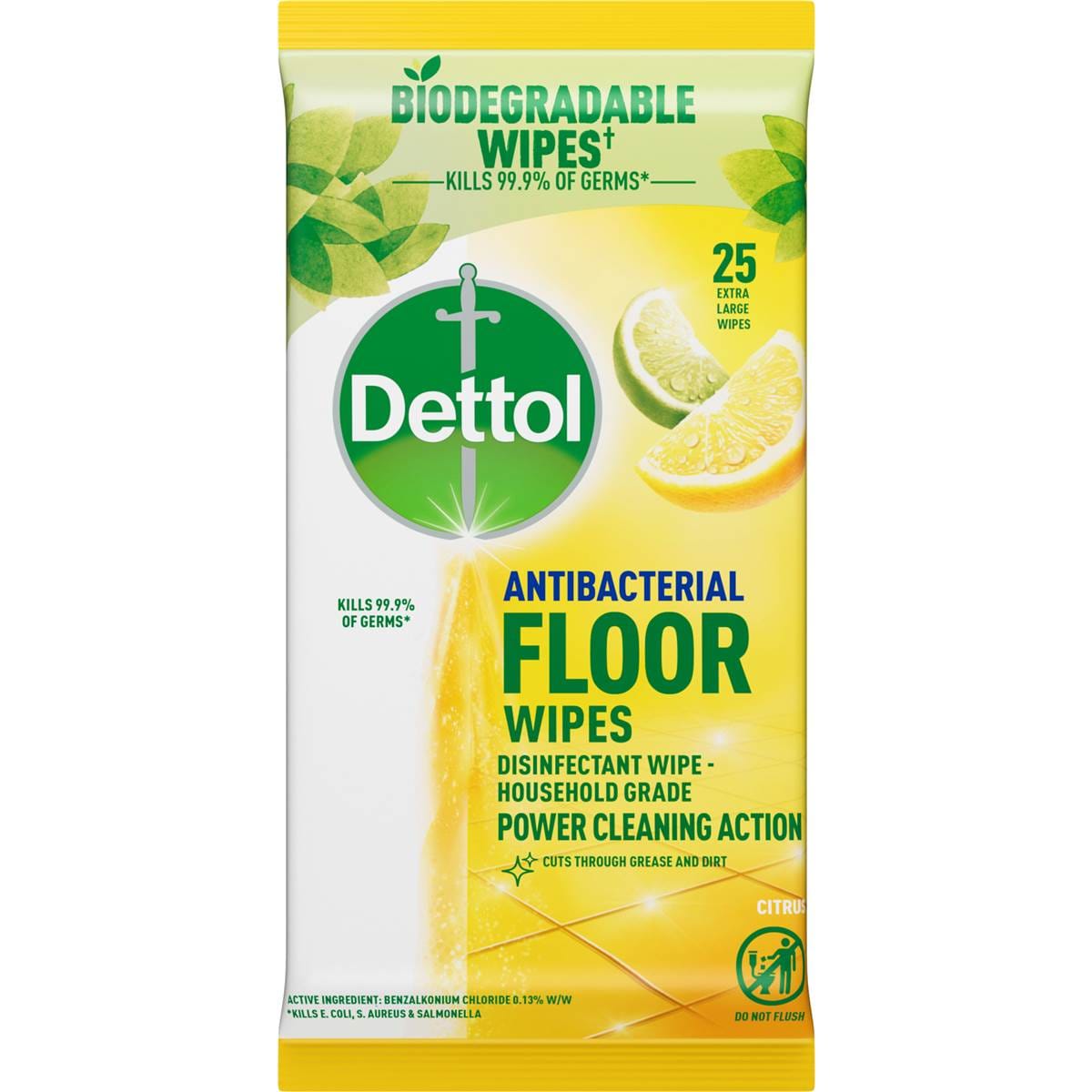 Dettol Antibacterial Floor Wipes Lemon & Lime 25 pack