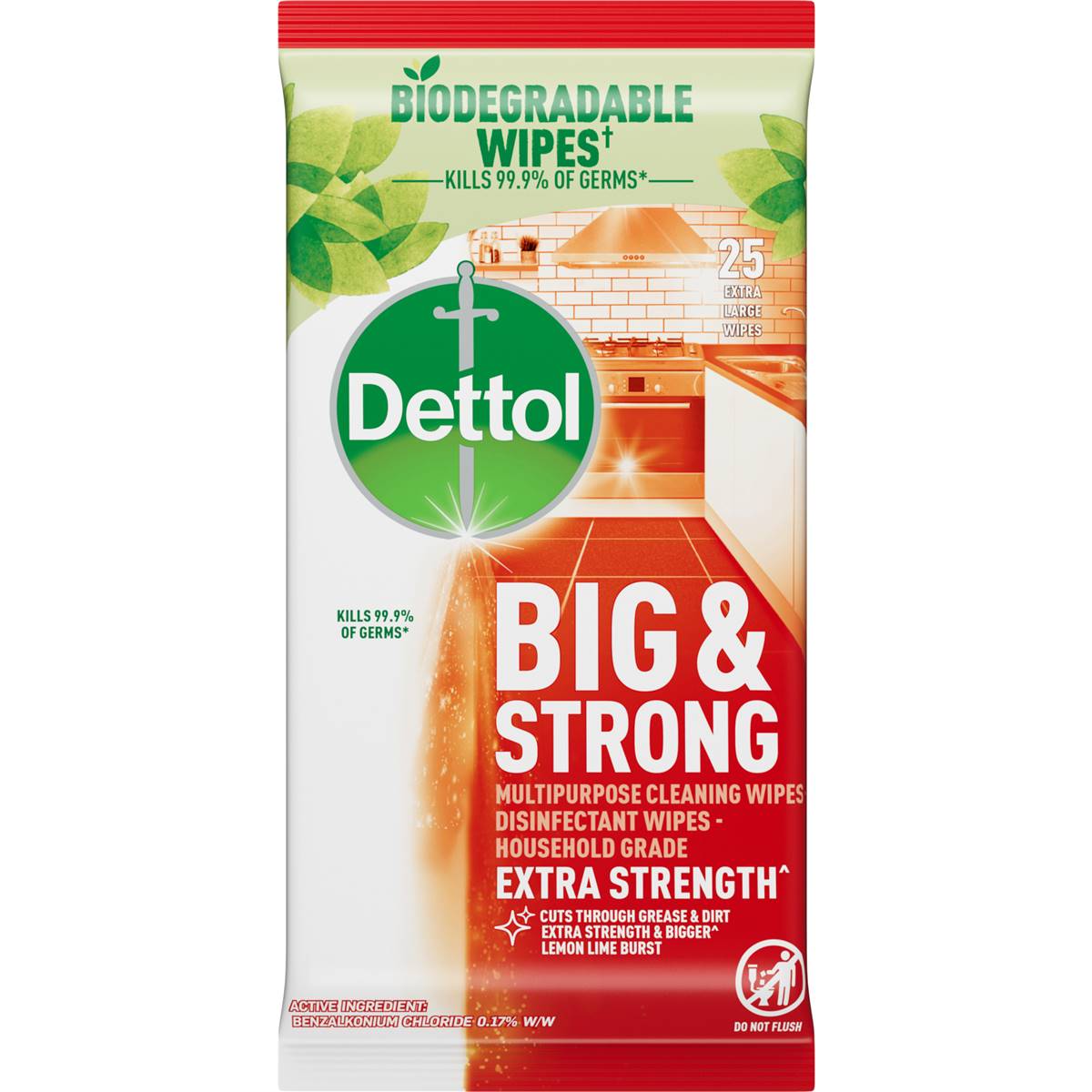Dettol Big & Strong Multipurpose Antibacterial Wipes Citrus 25 pack