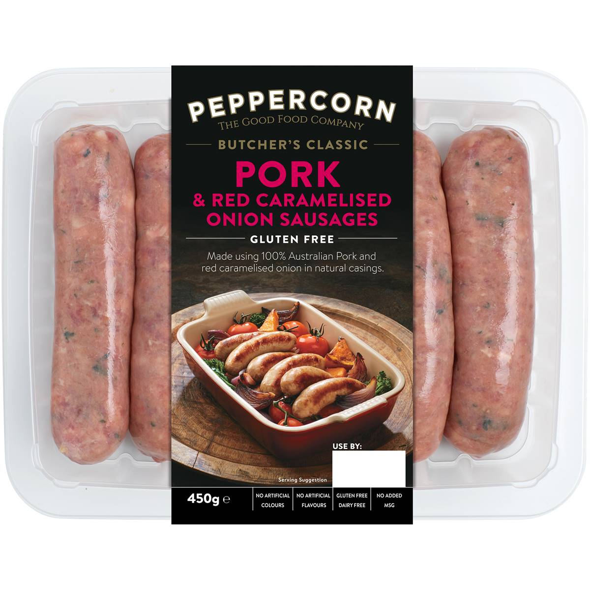 Calories in Peppercorn Pork & Red Onion Sausage calcount