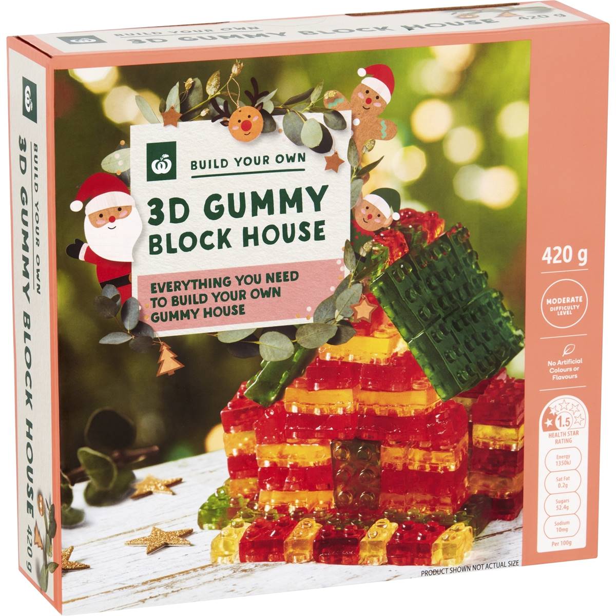 Calories in Woolworths Christmas 3d Gummy Block House