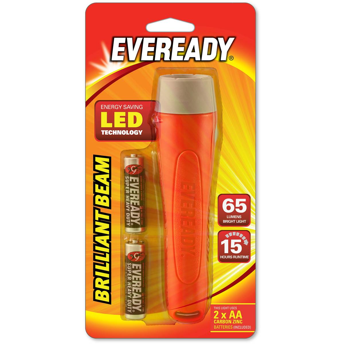 Eveready All Purpose Handheld Torch 65 Lumens AA Batteries
