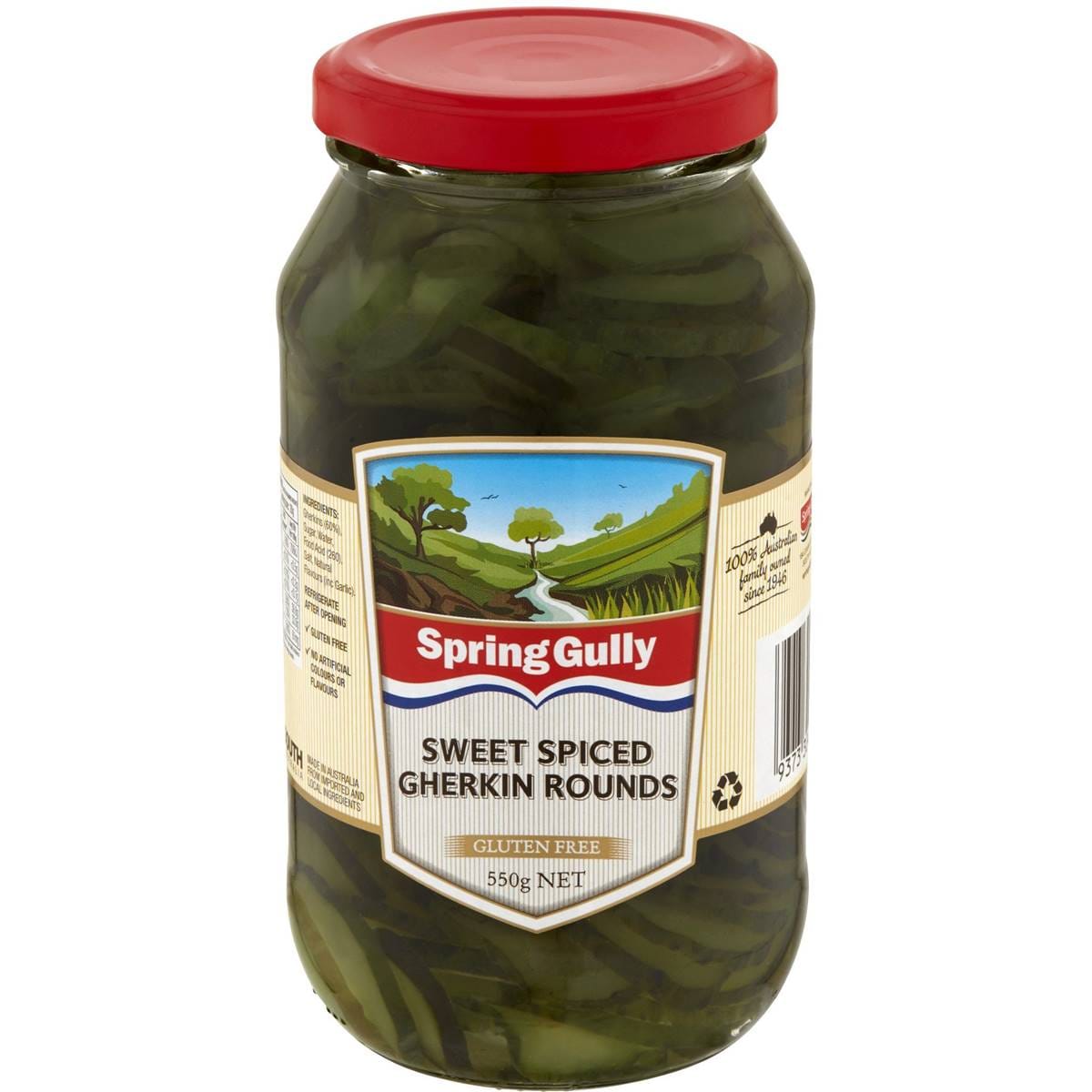 Calories in Spring Gully Gherkins Round calcount