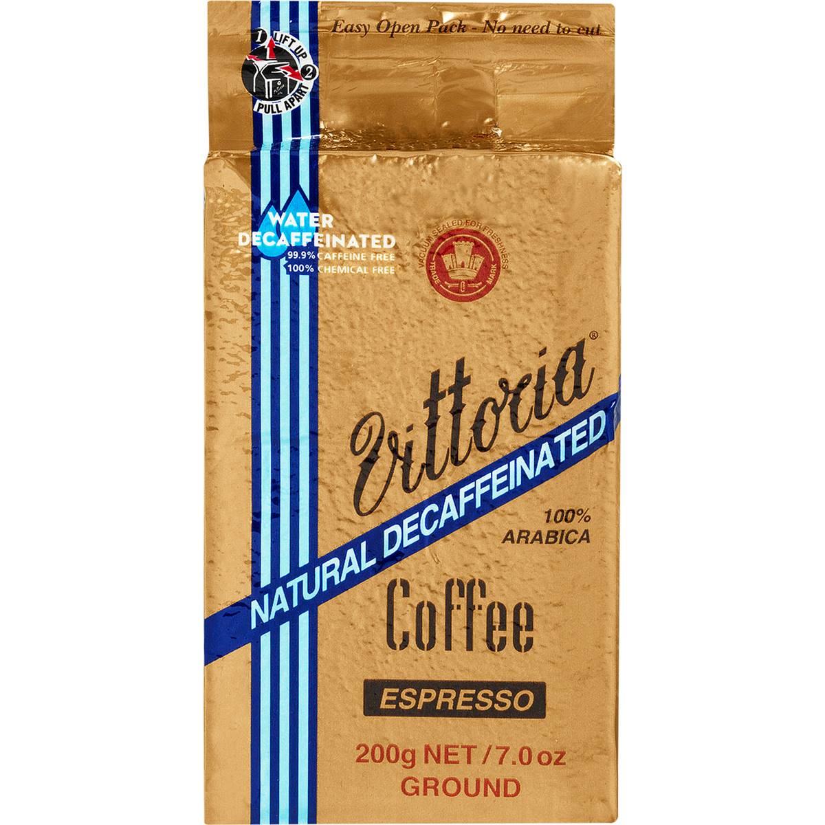 Calories in Vittoria Decaffeinated Ground Coffee Espresso