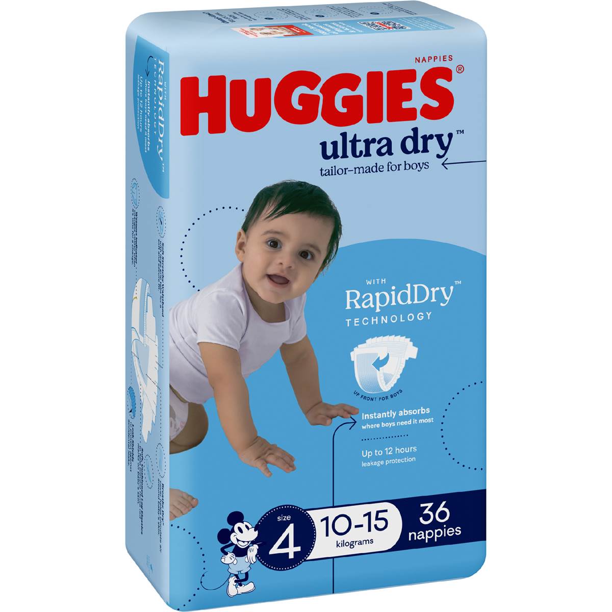 Huggies Ultra Dry Nappies Boys Size 4 (10-15kg) 36 pack