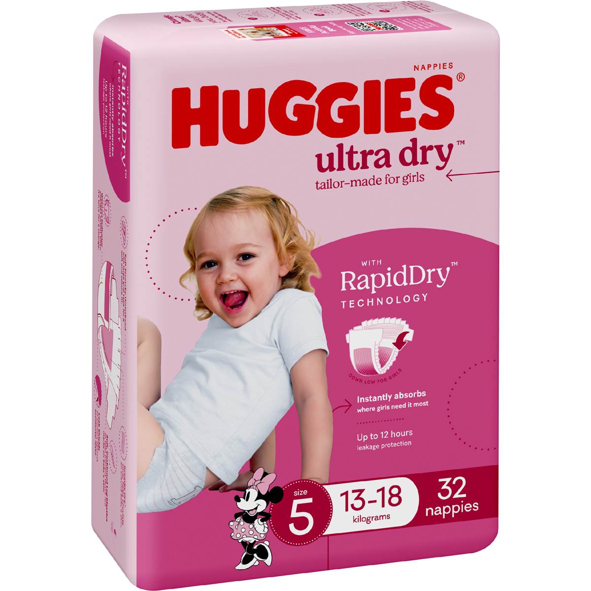 Huggies Ultra Dry Nappies Girls Size 5 (13-18kg) 32 pack