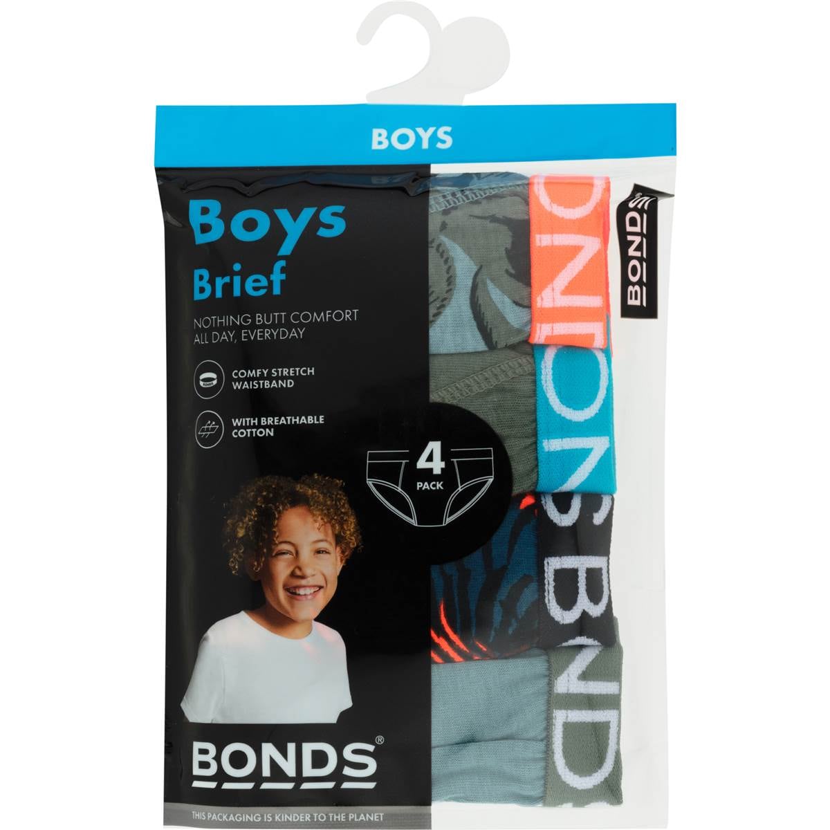 Bonds Boys Briefs Size 12-14 or 14-16 Assorted 4 pack