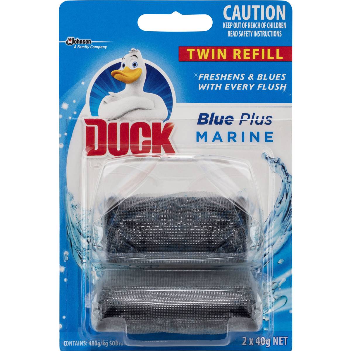 Duck Toilet Cleaner Blue Solid Tolet Rim Block Twin Refills