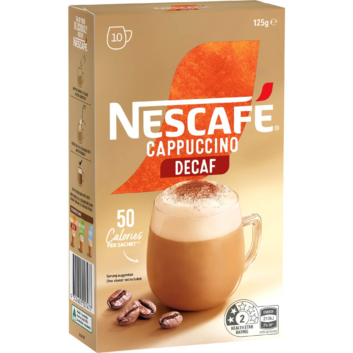 Nescafe Cappuccino Decaf Coffee Sachets 10 pack