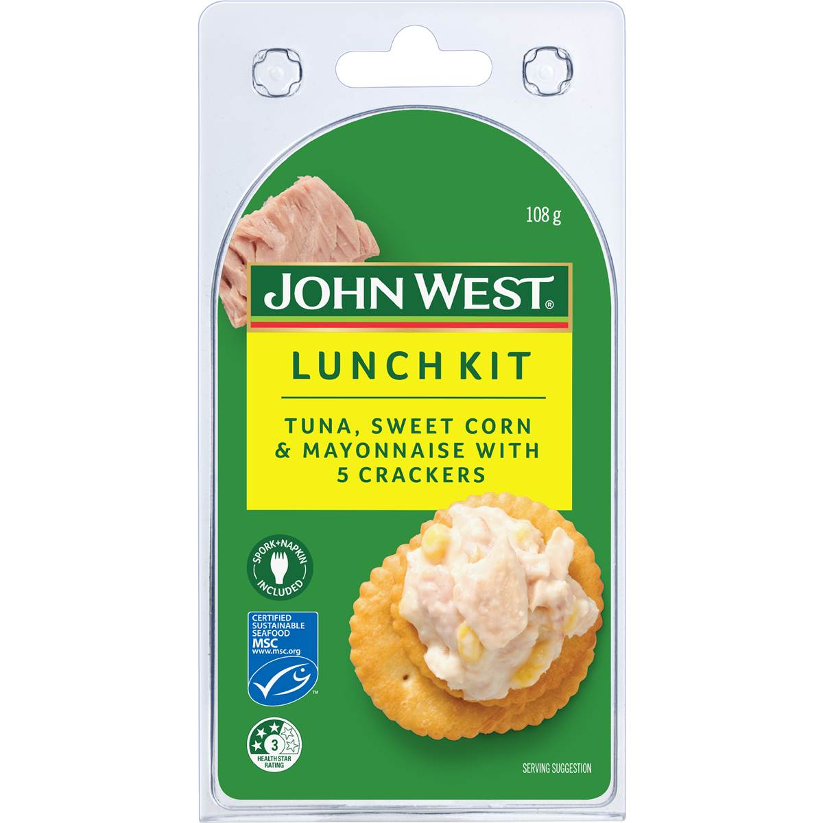 Calories in John West Lunch Kit With Crackers Tuna With Sweetcorn In
