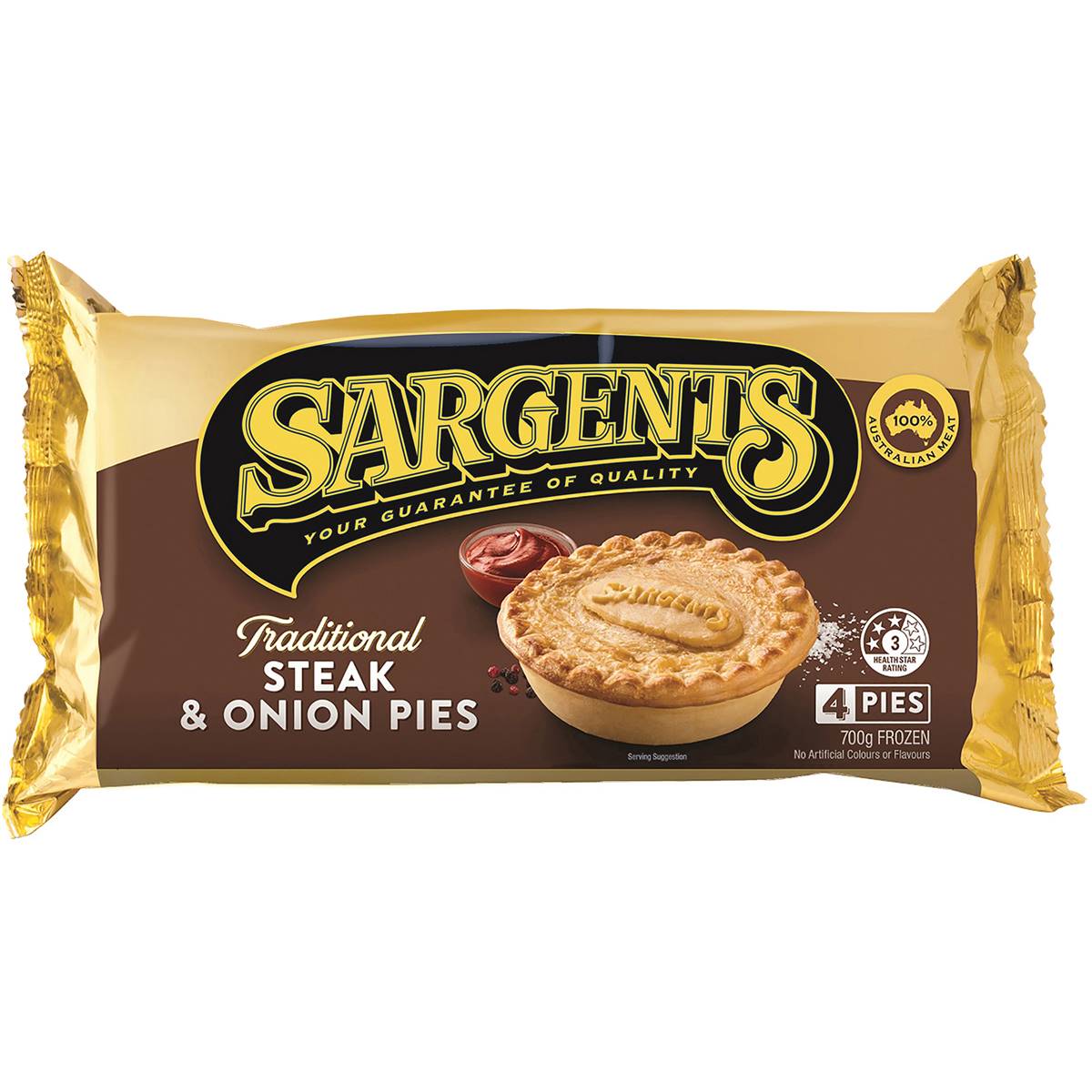 Calories in Sargents Traditional Pies Steak & Onion