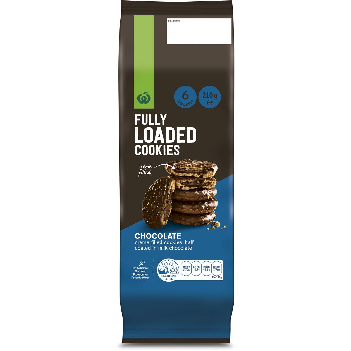 Calories in Woolworths Fully Loaded Cookies Chocolate calcount