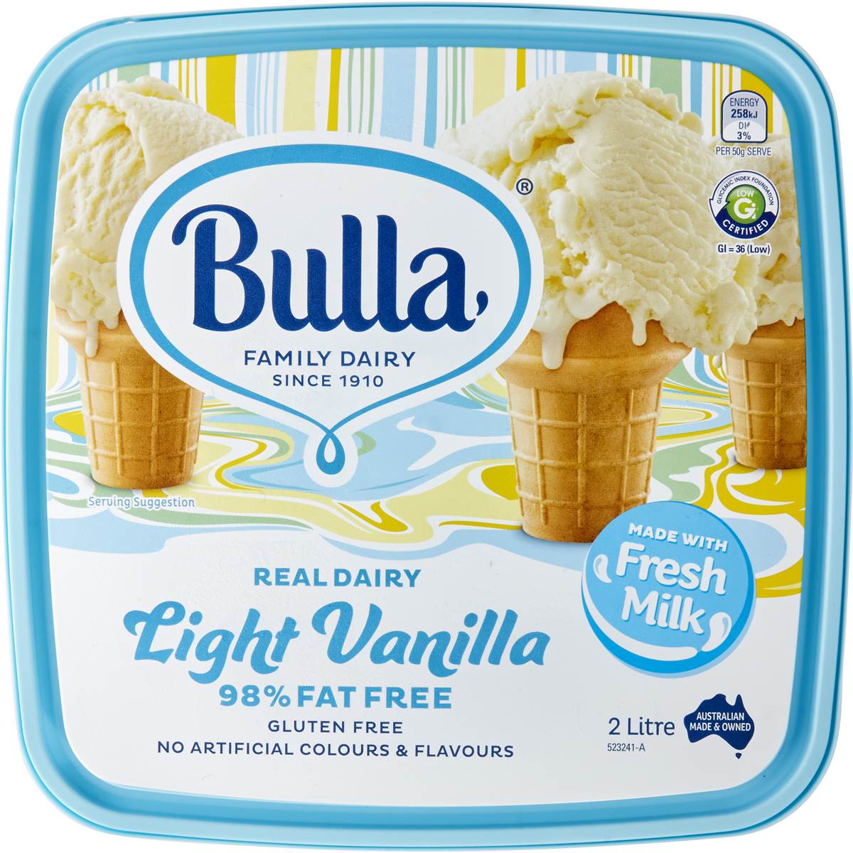 Bulla Ice Cream Light Vanilla 2l tub Woolworths