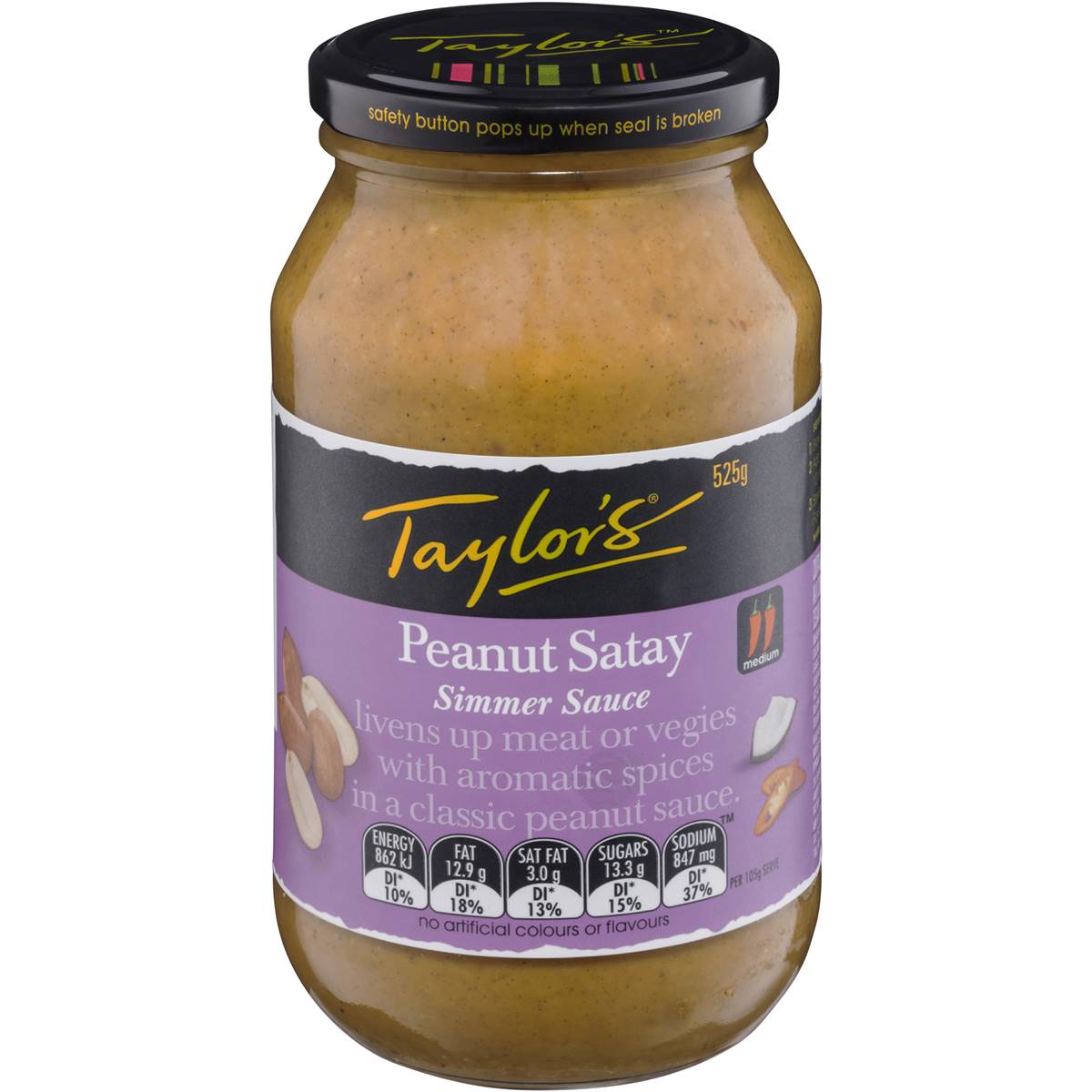 Calories in Taylor's Simmer Sauce Peanut Satay calcount