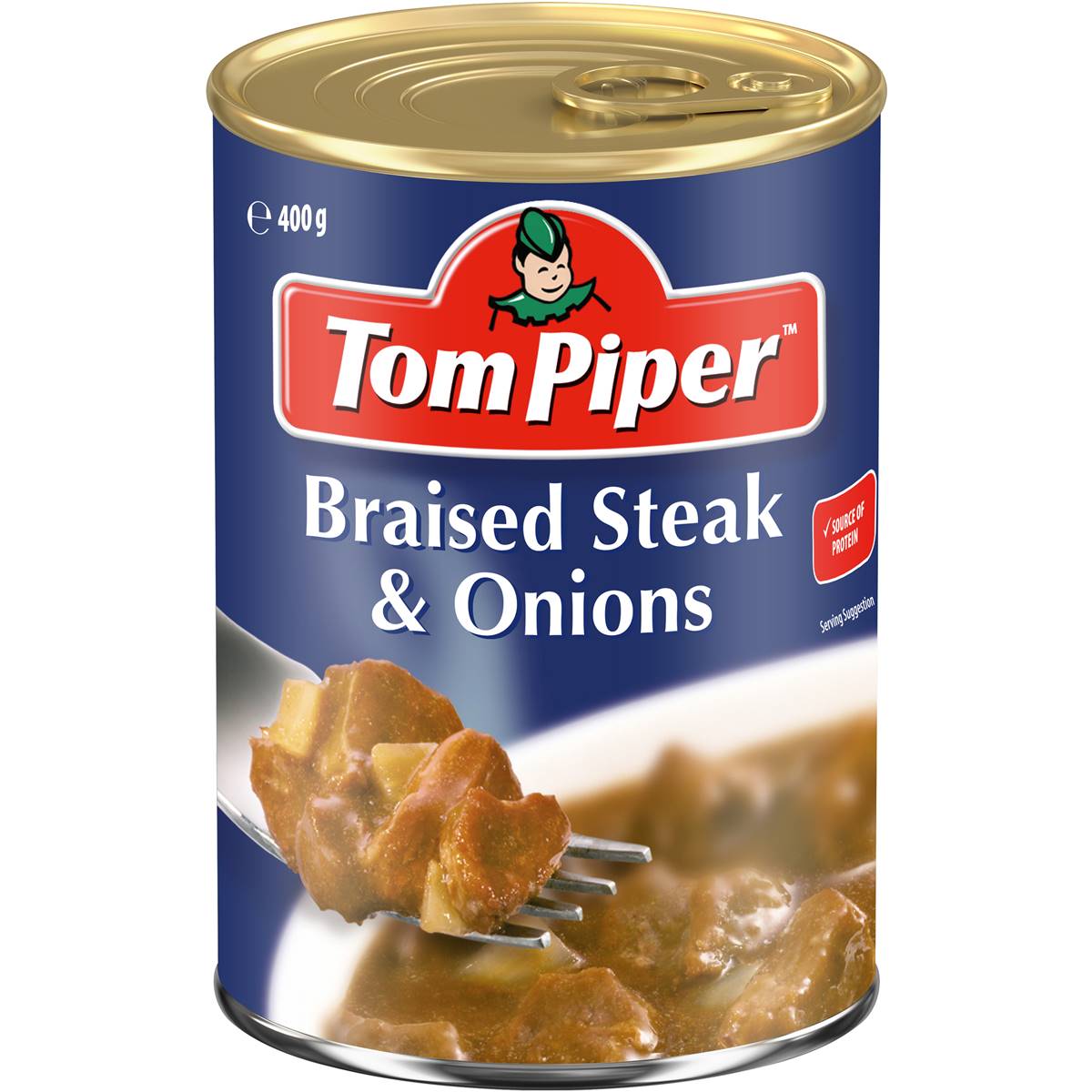 Calories in Tom Piper Braised Steak & Onions Canned Meal