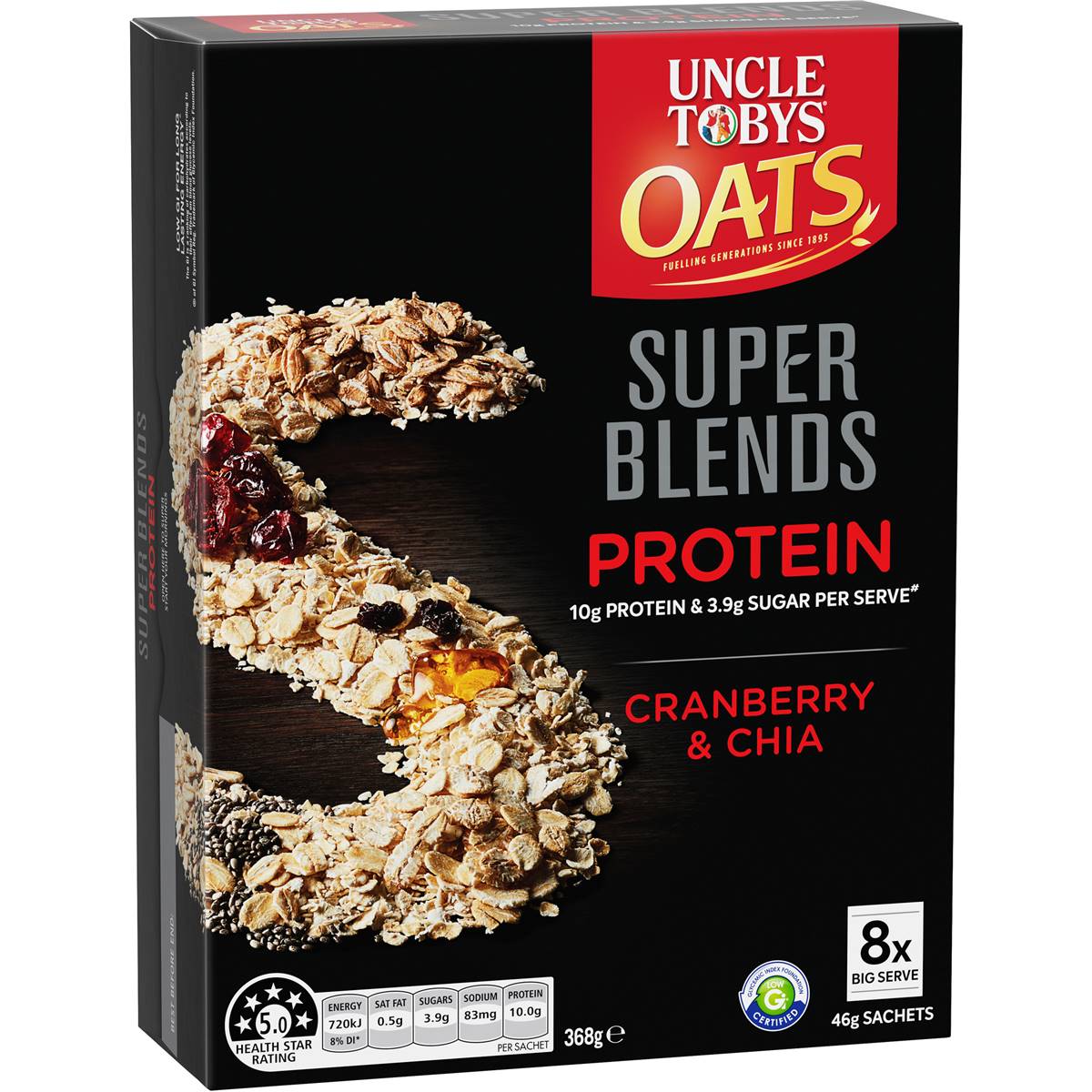 Uncle Tobys Oats Super Blends Porridge Sachets High Protein Cranberry