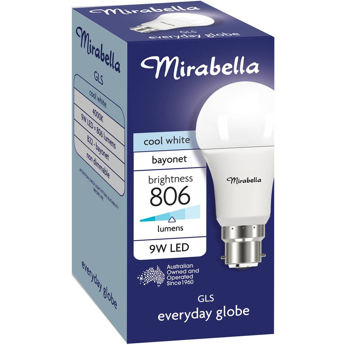 Mirabella 9W LED Gls Cool White Light Globe