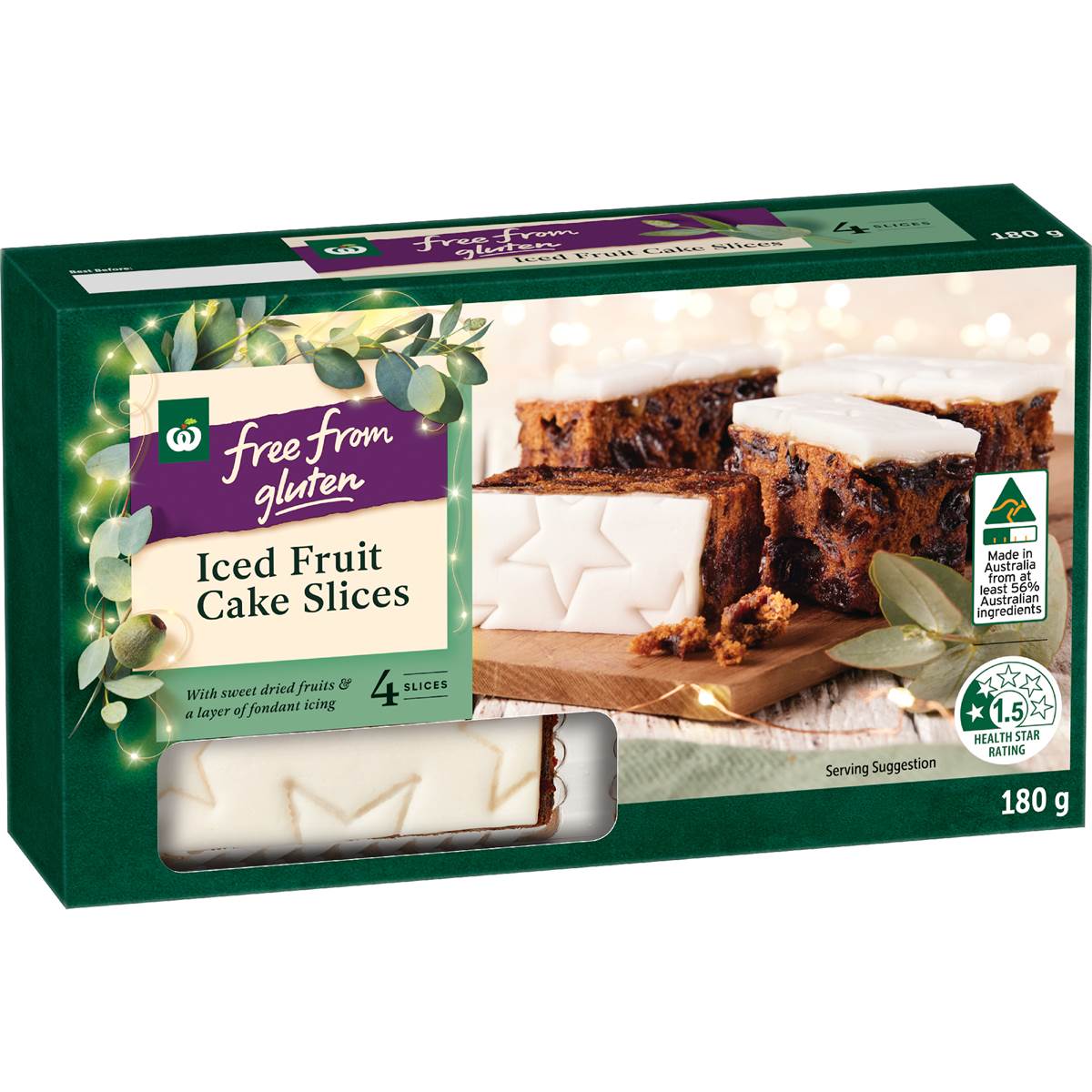 Woolworths Free From Gluten Iced Fruit Cake Slices