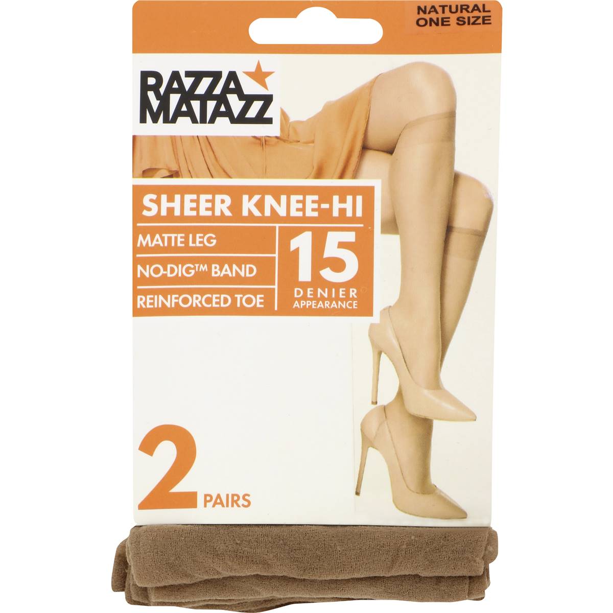Razzamatazz Knee Hi Pantyhose Tan One Size
