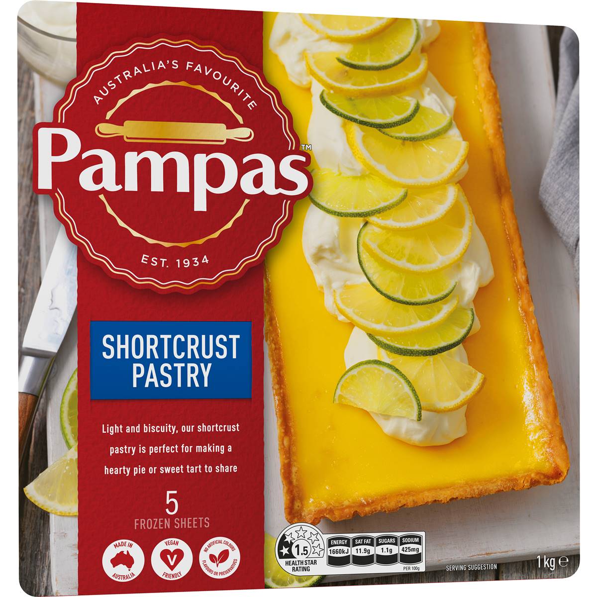 Calories in Pampas Shortcrust Pastry 5 Sheets calcount
