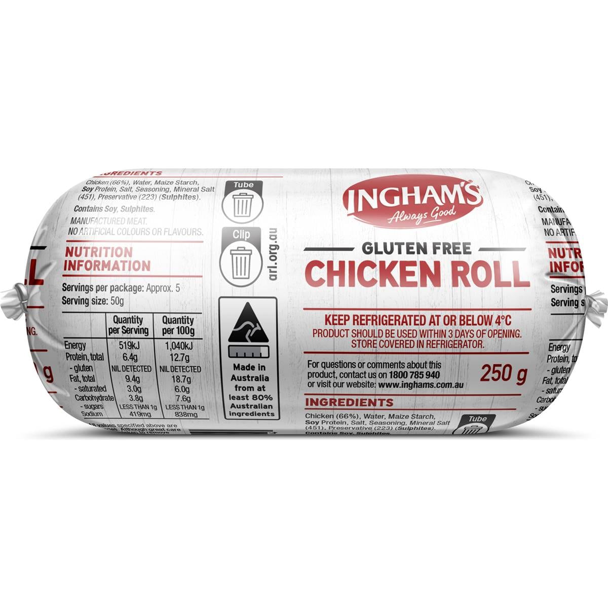 Calories in Ingham's Roll Chicken calcount