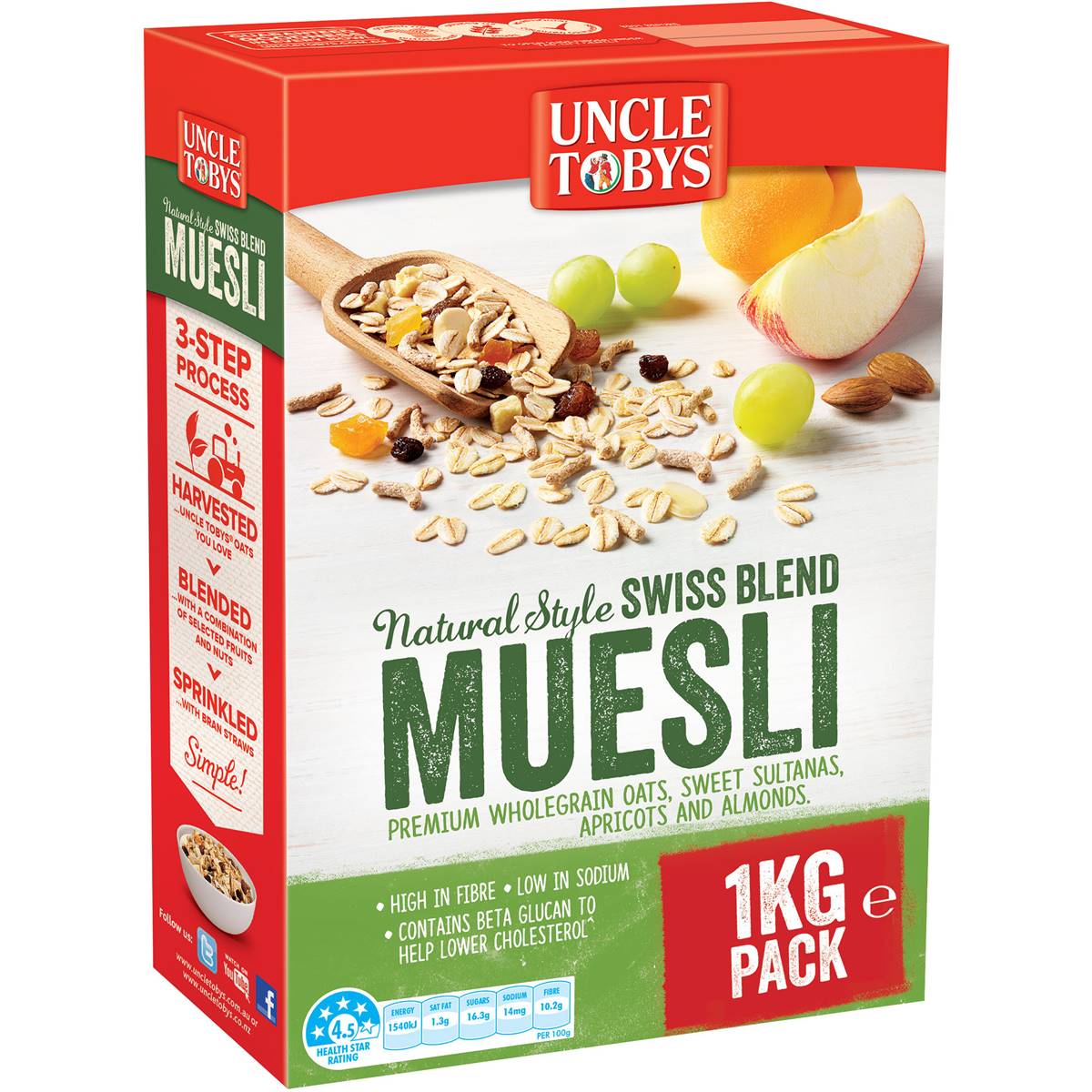 Calories in Nestle Uncle Tobys Natural Style Swiss Blend Muesli