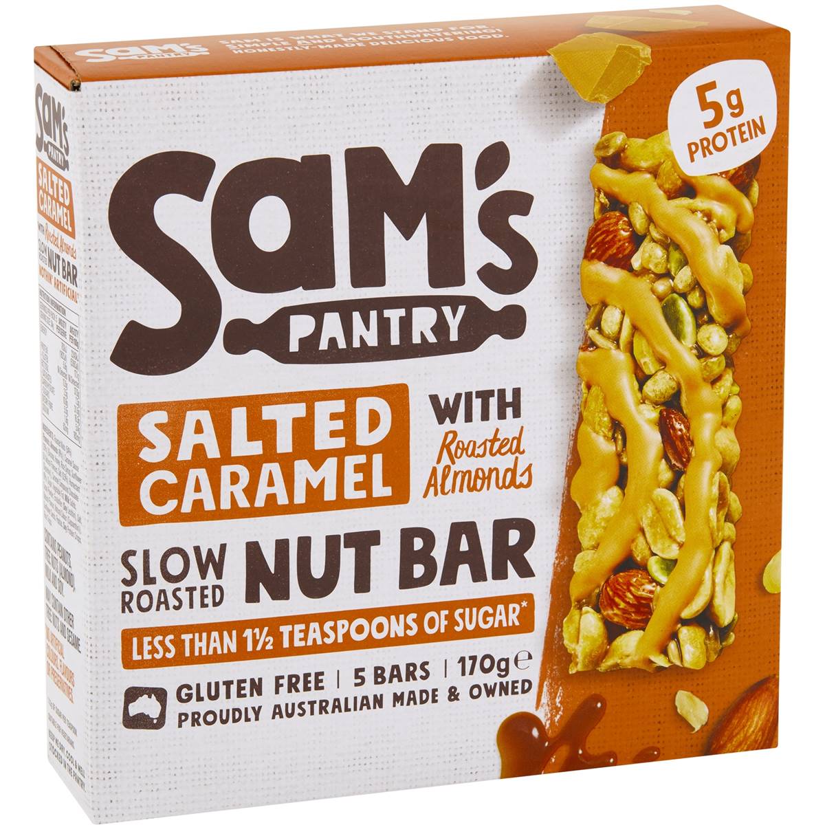 Calories in Sam's Pantry Salted Caramel Nut Bar