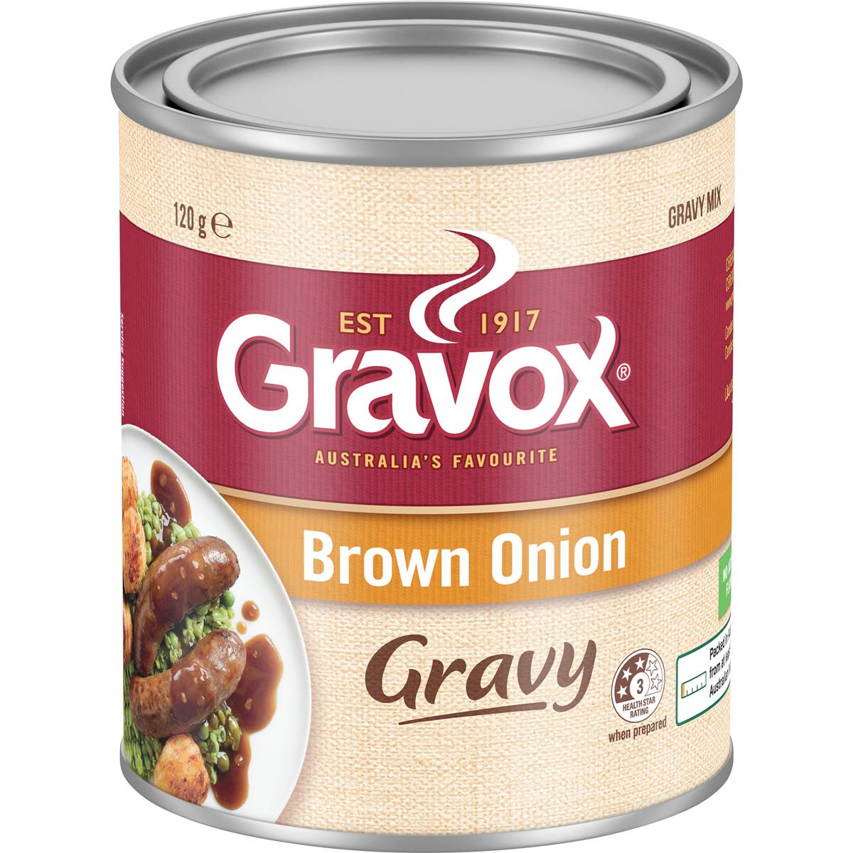 Calories in Gravox Brown Onion Gravy Mix Tin Mix Brown Onion