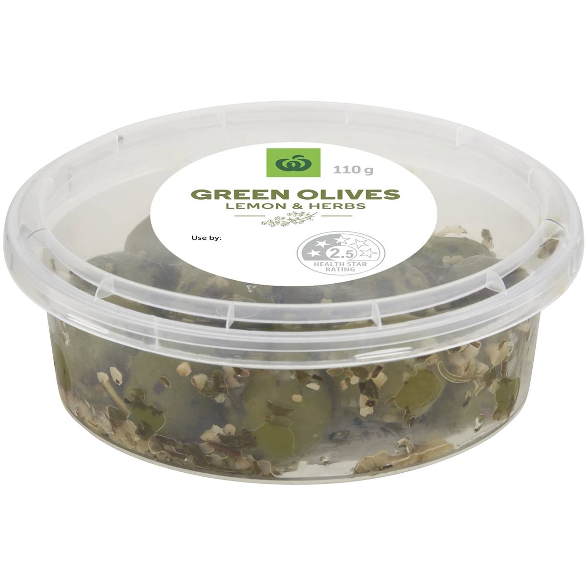 Calories in Woolworths Green Olives With Lemon & Herbs