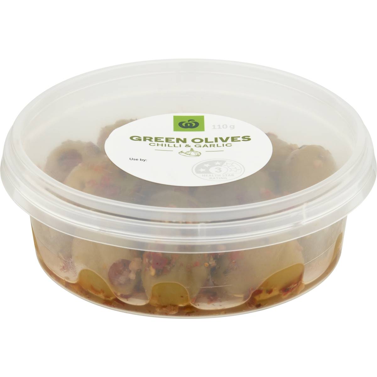 Calories in Woolworths Green Olives With Chilli & Garlic