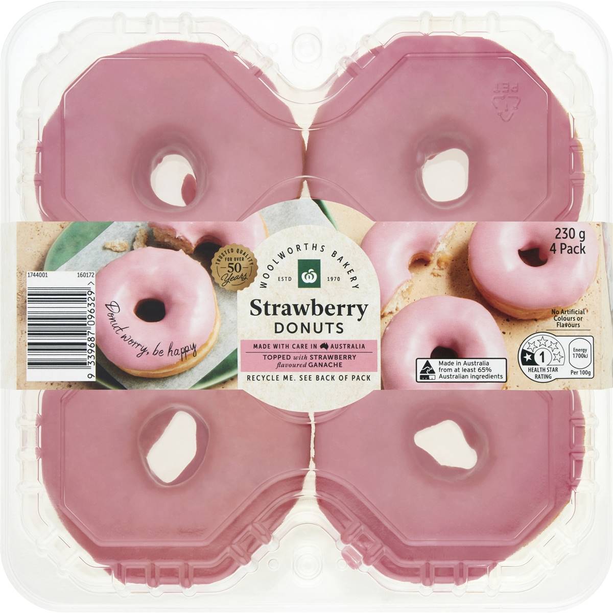 Calories in Woolworths Strawberry Iced Donuts