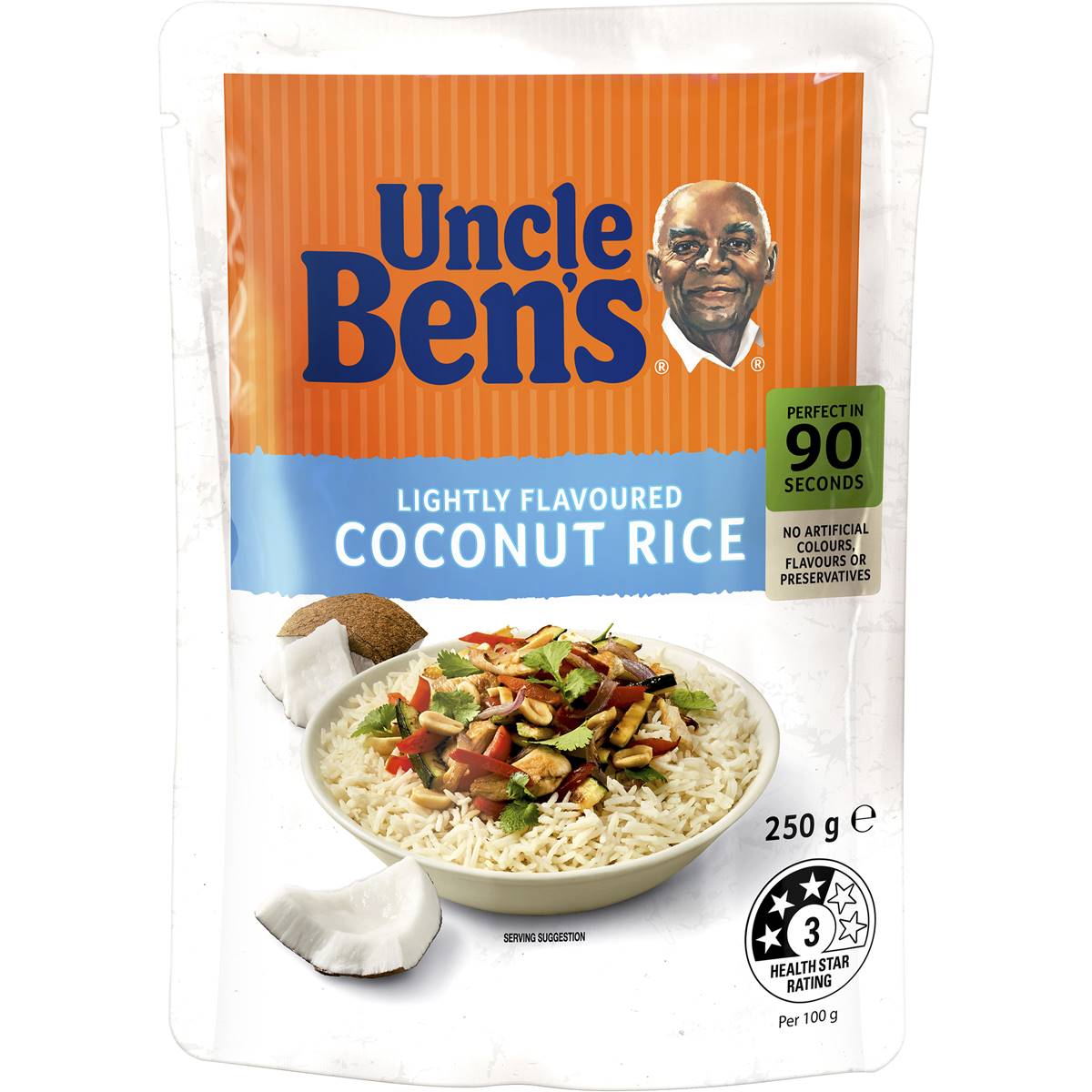 Calories in Uncle Ben's Microwave Basmati Coconut Rice Pouch calcount