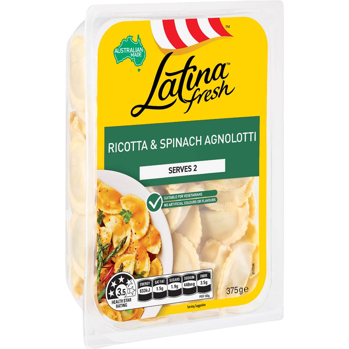 Latina Fresh Ricotta & Spinach Agnolotti Pasta 375g