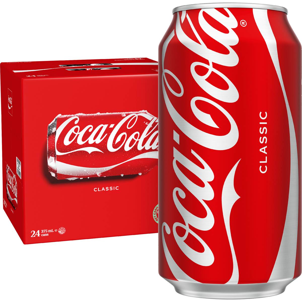 Coca-Cola Classic Soft Drink Cans 375mL x 24 pack