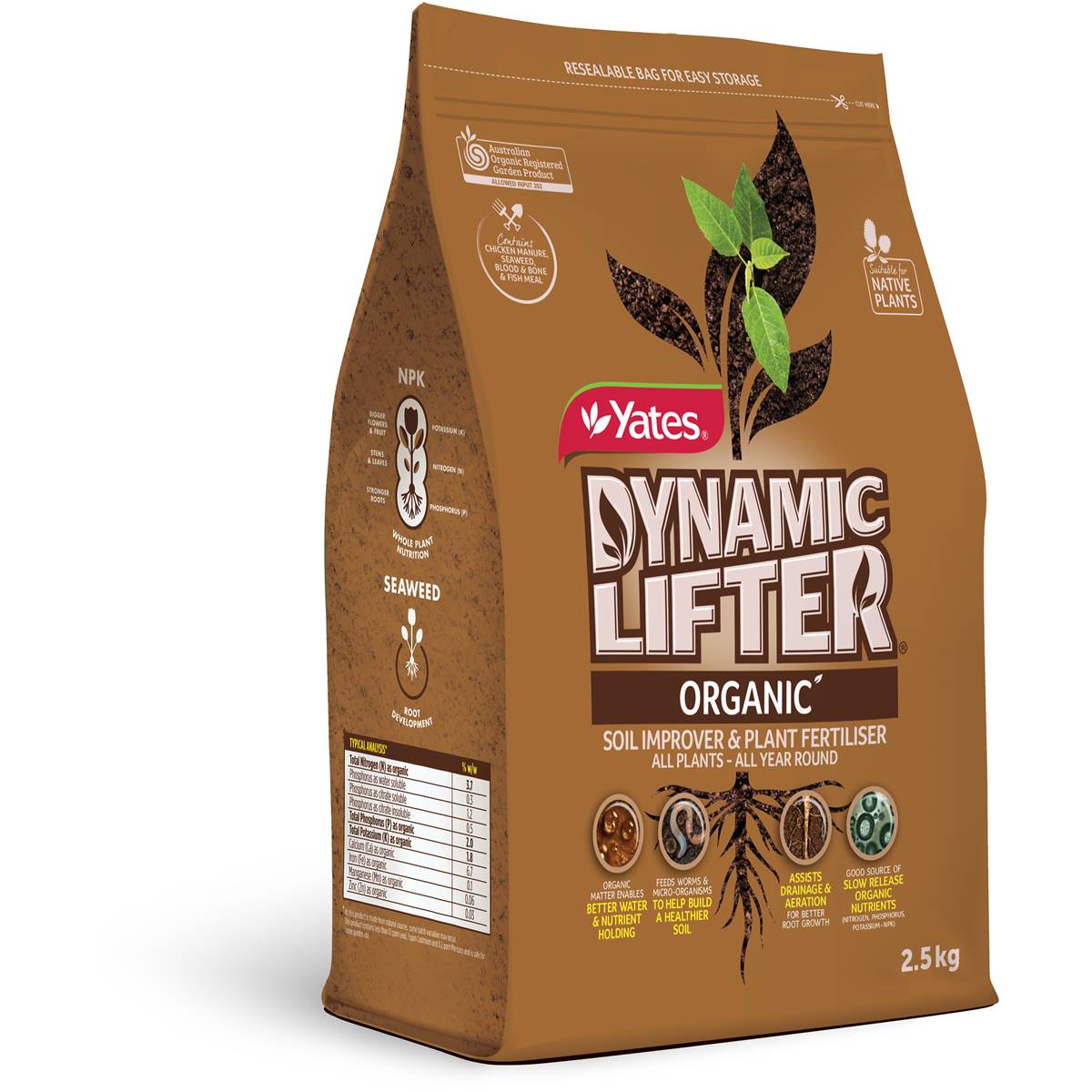 Yates Dynamic Lifter Organic Soil Improver & Plant Fertiliser