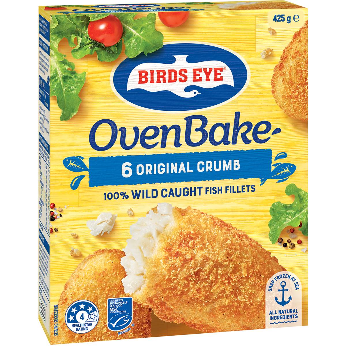 Calories in Birds Eye Oven Bake Crumbed Wild Caught Fish Fillets
