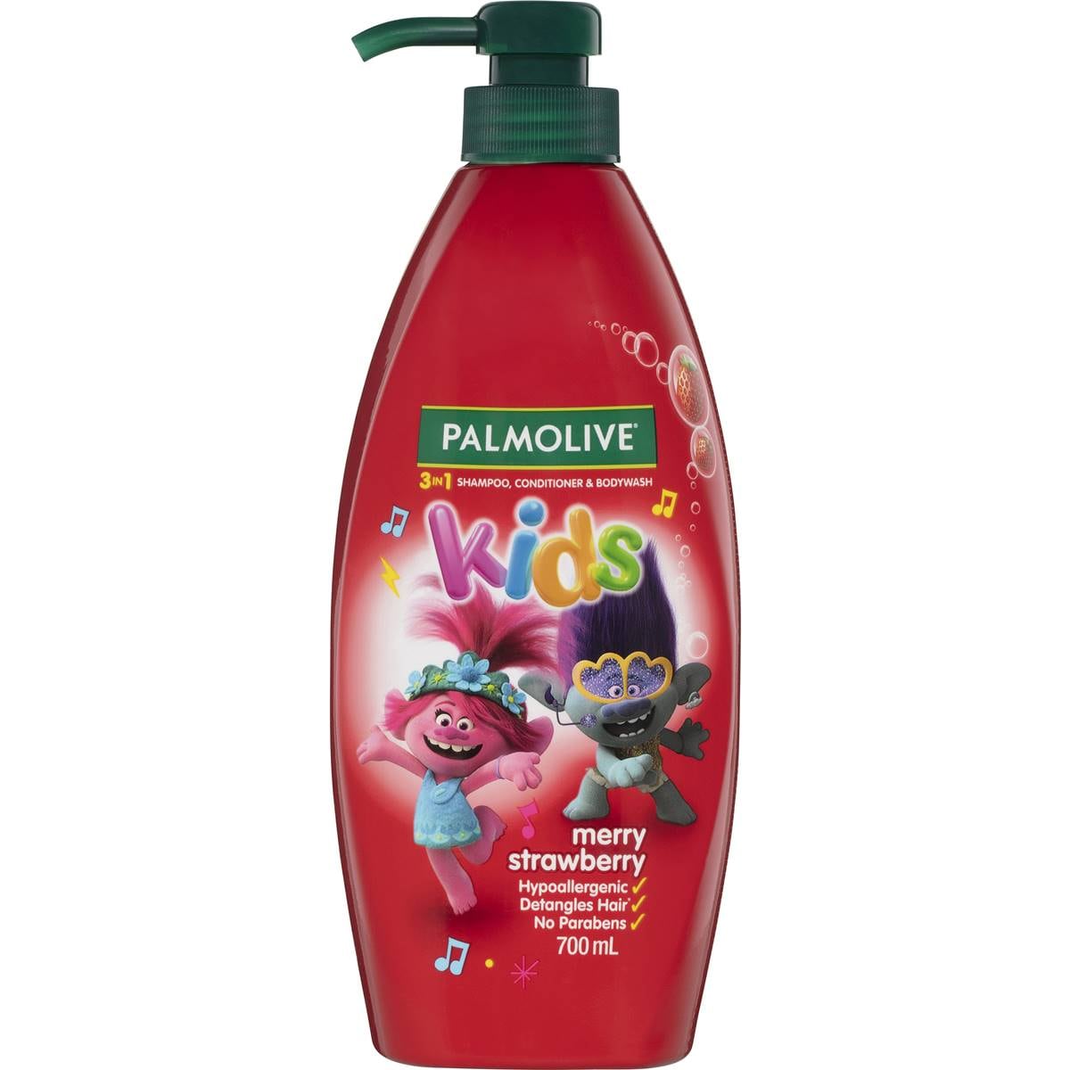 Palmolive Kids 3 in 1 Strawberry Shampoo Conditioner & Body Wash Trolls 700mL