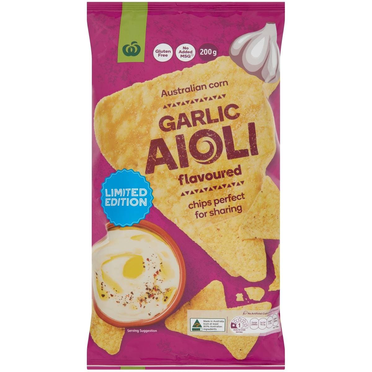 Calories in Woolworths Garlic Aioli Corn Chips calcount