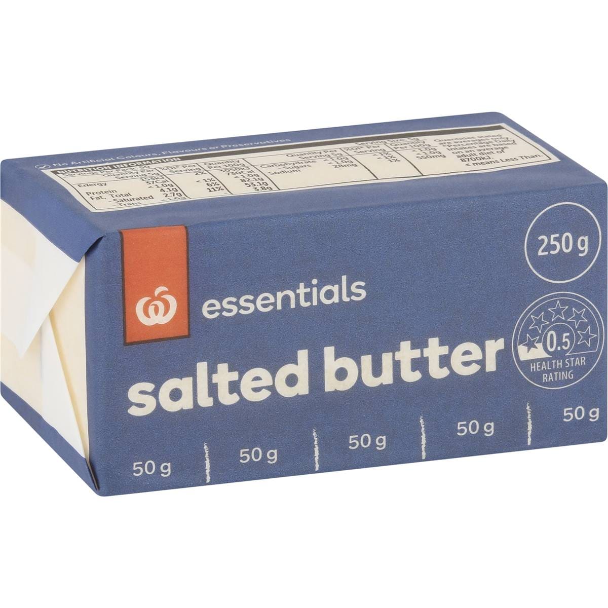 Calories in Essentials Salted Butter Calorie Counter Australia