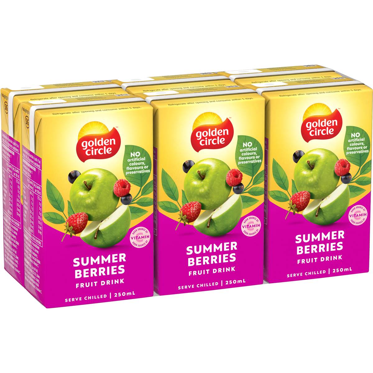 Golden Circle Fruit Drink Poppers Summer Berries 250mL x 6 pack