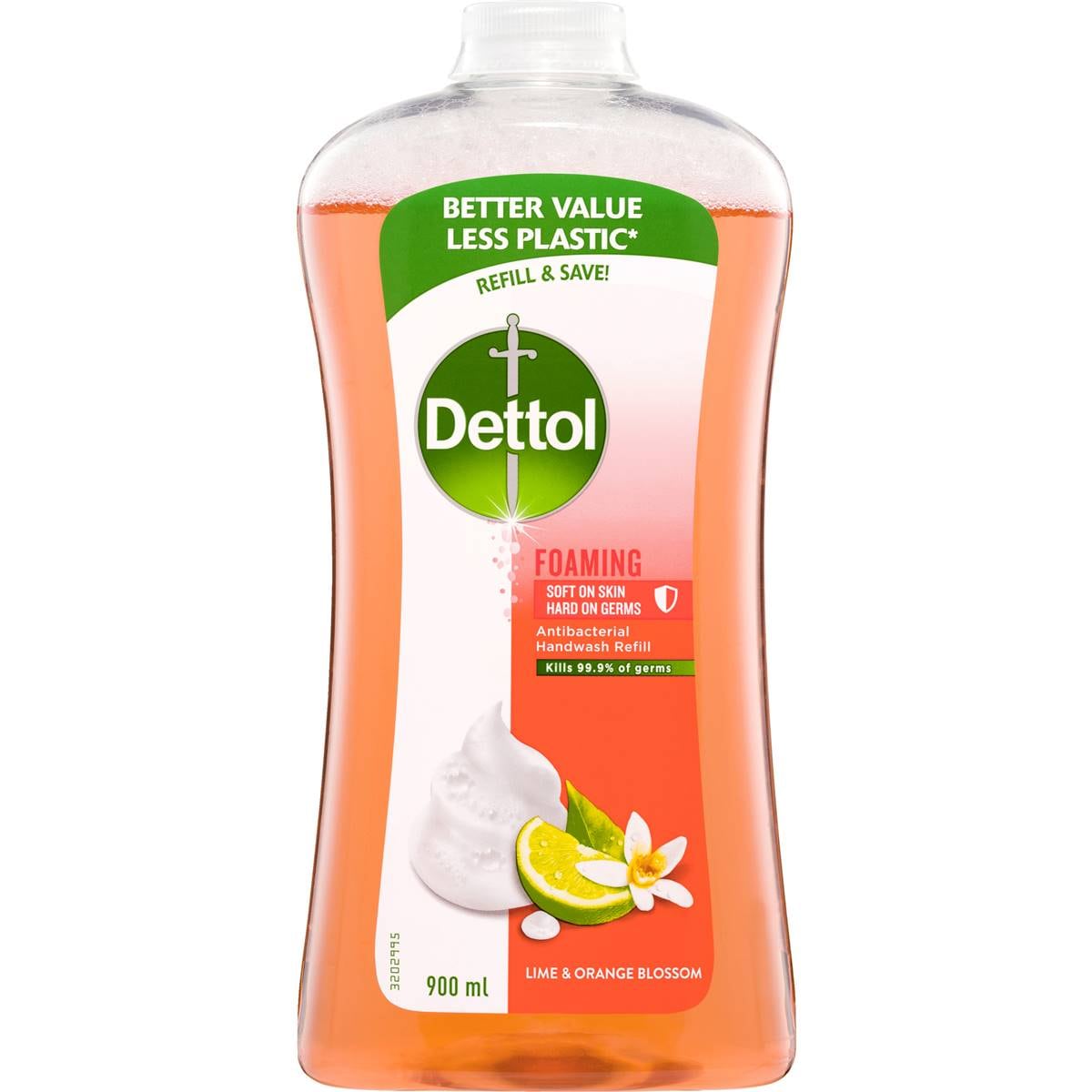 Dettol Antibacterial Foam Hand Wash Lime & Orange Blossom Refill 900mL