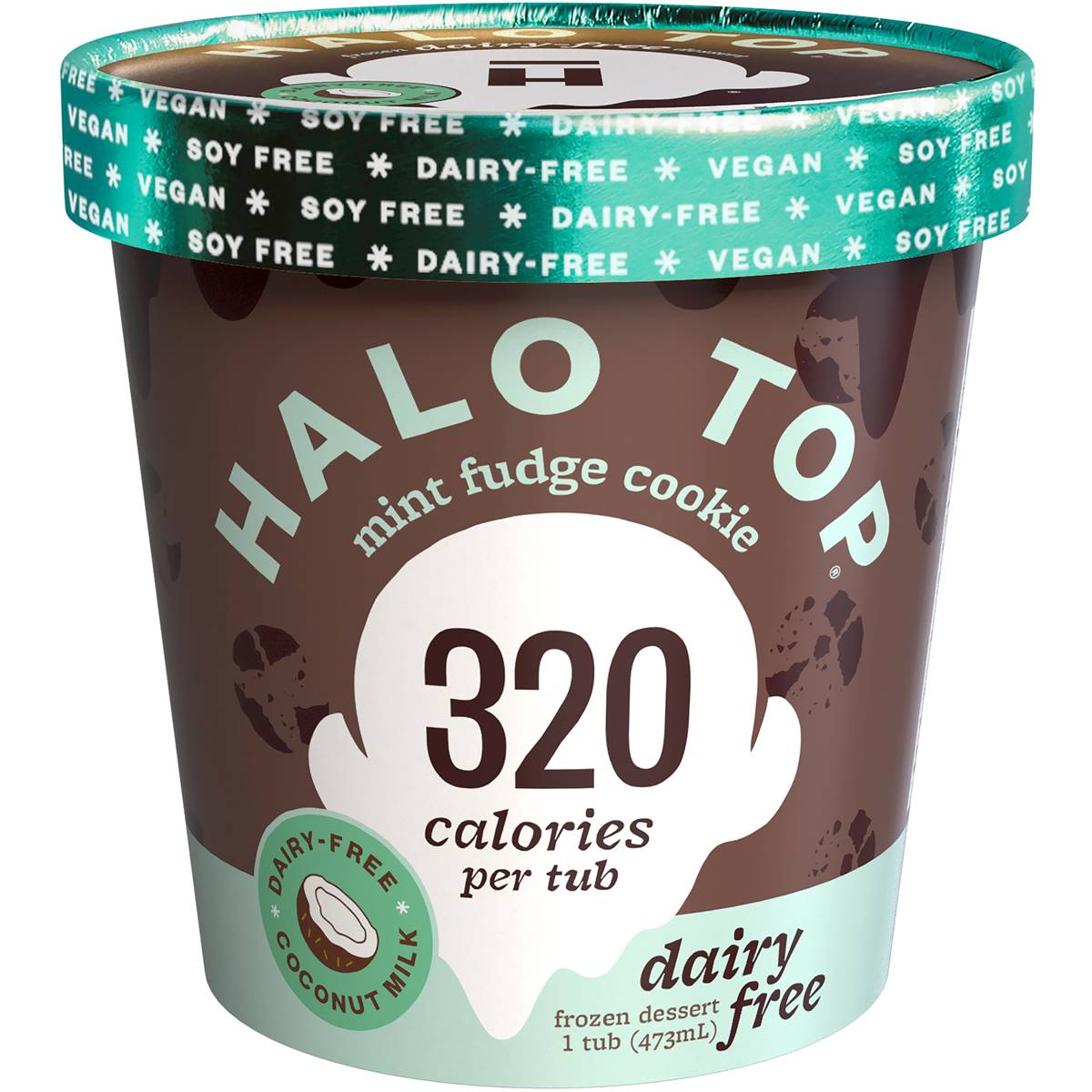 Calories in Halo Top Dairy Free Mint Fudge Cookie