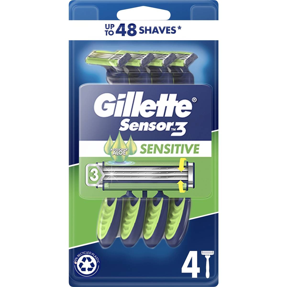 Gillette Sensor3 Mens Disposable Razors for Sensitive Skin 4 pack