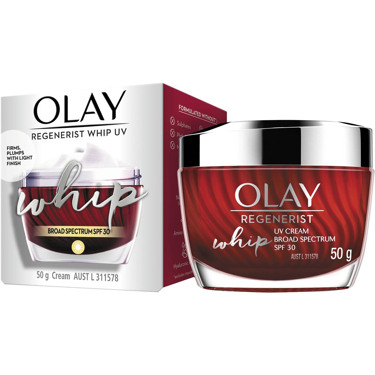 Olay Regenerist Whips Face Cream Moisturiser UV SPF 30 50g