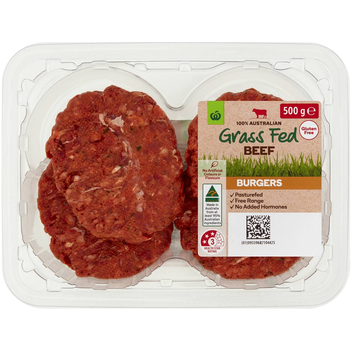 Calories in Woolworths Grass Fed Beef Burger
