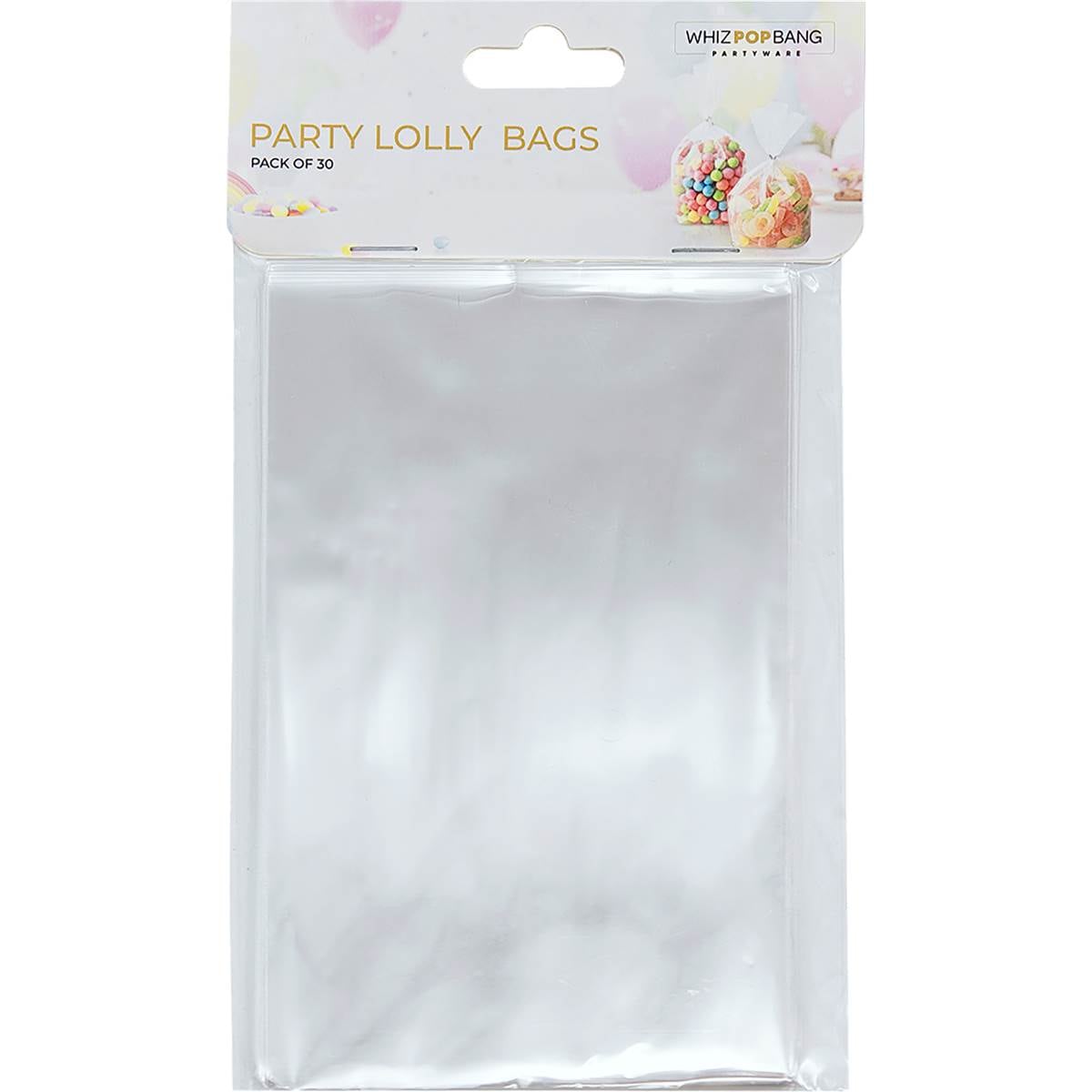 Whiz Pop Bang Party Lolly Bags Clear